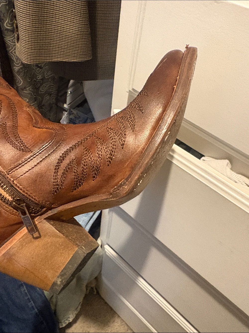 Corral boot Brown Leather Western Heeled Boots Turquoise Lining firm on price - Picture 6 of 14